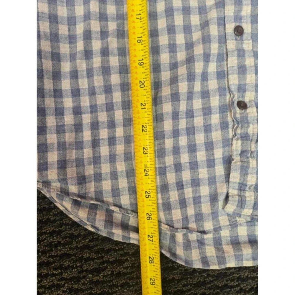 J. Crew Mens XL Slim Fit Shirt Blue White Gingham Plaid Long Sleeve Button Down